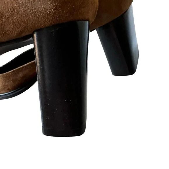 Paloma Round Square Suede Toe Chunky Heels Mary Jane Shoes feature leather 7.5 - Picture 10 of 14